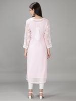 Load image into Gallery viewer, Seva Chikan Hand Embroidered Georgette Lucknowi Chikan Kurti With Slip