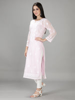 Load image into Gallery viewer, Seva Chikan Hand Embroidered Georgette Lucknowi Chikan Kurti With Slip