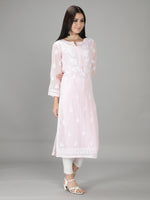 Load image into Gallery viewer, Seva Chikan Hand Embroidered Georgette Lucknowi Chikan Kurti With Slip