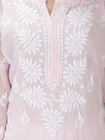 Load image into Gallery viewer, Seva Chikan Hand Embroidered Georgette Lucknowi Chikan Kurti With Slip