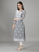 Load image into Gallery viewer, Seva Chikan Hand Embroidered Georgette Lucknowi Chikan Kurti With Slip