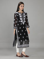 Load image into Gallery viewer, Seva Chikan Hand Embroidered Georgette Lucknowi Chikan Kurti With Slip