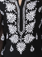 Load image into Gallery viewer, Seva Chikan Hand Embroidered Georgette Lucknowi Chikan Kurti With Slip