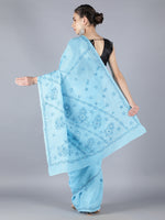 Load image into Gallery viewer, Seva Chikan Hand Embroidered Blue Cotton Lucknowi Saree-SCL6014