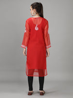 Load image into Gallery viewer, Seva Chikan Hand Embroidered Georgette Lucknowi Chikankari Kurta With Slip