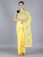 Load image into Gallery viewer, Seva Chikan Hand Embroidered Yellow Cotton Lucknowi Saree-SCL6007