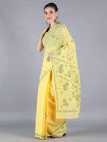 Load image into Gallery viewer, Seva Chikan Hand Embroidered Yellow Cotton Lucknowi Saree-SCL6007