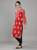 Load image into Gallery viewer, Seva Chikan Hand Embroidered Georgette Lucknowi Chikankari Kurta With Slip