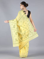 Load image into Gallery viewer, Seva Chikan Hand Embroidered Yellow Cotton Lucknowi Saree-SCL6007