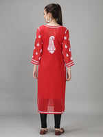 Load image into Gallery viewer, Seva Chikan Hand Embroidered Georgette Lucknowi Chikan Kurti With Slip