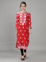 Load image into Gallery viewer, Seva Chikan Hand Embroidered Georgette Lucknowi Chikan Kurti With Slip