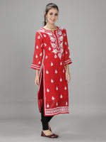 Load image into Gallery viewer, Seva Chikan Hand Embroidered Georgette Lucknowi Chikan Kurti With Slip
