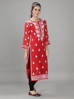 Load image into Gallery viewer, Seva Chikan Hand Embroidered Georgette Lucknowi Chikan Kurti With Slip