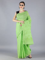 Load image into Gallery viewer, Seva Chikan Hand Embroidered Green Cotton Lucknowi Saree-SCL6008