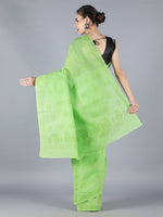 Load image into Gallery viewer, Seva Chikan Hand Embroidered Green Cotton Lucknowi Saree-SCL6008