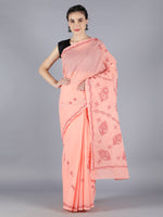 Load image into Gallery viewer, Seva Chikan Hand Embroidered Peach Cotton Lucknowi Saree-SCL6005