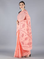 Load image into Gallery viewer, Seva Chikan Hand Embroidered Peach Cotton Lucknowi Saree-SCL6005