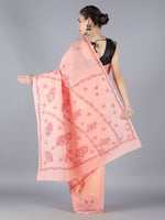 Load image into Gallery viewer, Seva Chikan Hand Embroidered Peach Cotton Lucknowi Saree-SCL6005