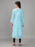 Load image into Gallery viewer, Seva Chikan Hand Embroidered  Georgette Lucknowi Chikankari kurta with Slip