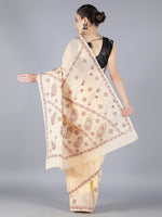 Load image into Gallery viewer, Seva Chikan Hand Embroidered Fawn Cotton Lucknowi Saree-SCL6001