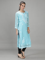 Load image into Gallery viewer, Seva Chikan Hand Embroidered  Georgette Lucknowi Chikankari kurta with Slip