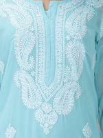 Load image into Gallery viewer, Seva Chikan Hand Embroidered  Georgette Lucknowi Chikankari kurta with Slip
