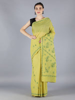 Load image into Gallery viewer, Seva Chikan Hand Embroidered Mehndi Green Cotton Lucknowi Saree-SCL6000