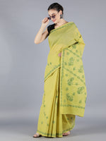 Load image into Gallery viewer, Seva Chikan Hand Embroidered Mehndi Green Cotton Lucknowi Saree-SCL6000