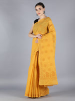 Load image into Gallery viewer, Seva Chikan Hand Embroidered Mustard Cotton Lucknowi Saree-SCL6012