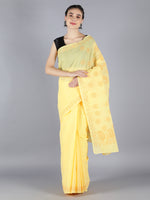 Load image into Gallery viewer, Seva Chikan Hand Embroidered Yellow Cotton Lucknowi Saree-SCL6013