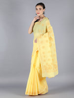 Load image into Gallery viewer, Seva Chikan Hand Embroidered Yellow Cotton Lucknowi Saree-SCL6013