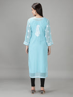 Load image into Gallery viewer, Seva Chikan Hand Embroidered Georgette Lucknowi Chikan Kurti With Slip
