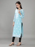 Load image into Gallery viewer, Seva Chikan Hand Embroidered Georgette Lucknowi Chikan Kurti With Slip