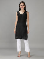Load image into Gallery viewer, Seva Chikan Hand Embroidered Black Georgette Kurta with Trouser-SCL8015