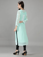 Load image into Gallery viewer, Seva Chikan Hand Embroidered Georgette Lucknowi Chikan Kurti With Slip
