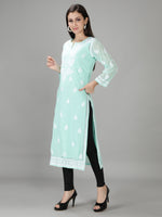 Load image into Gallery viewer, Seva Chikan Hand Embroidered Georgette Lucknowi Chikan Kurti With Slip