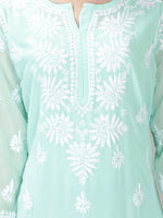 Load image into Gallery viewer, Seva Chikan Hand Embroidered Georgette Lucknowi Chikan Kurti With Slip