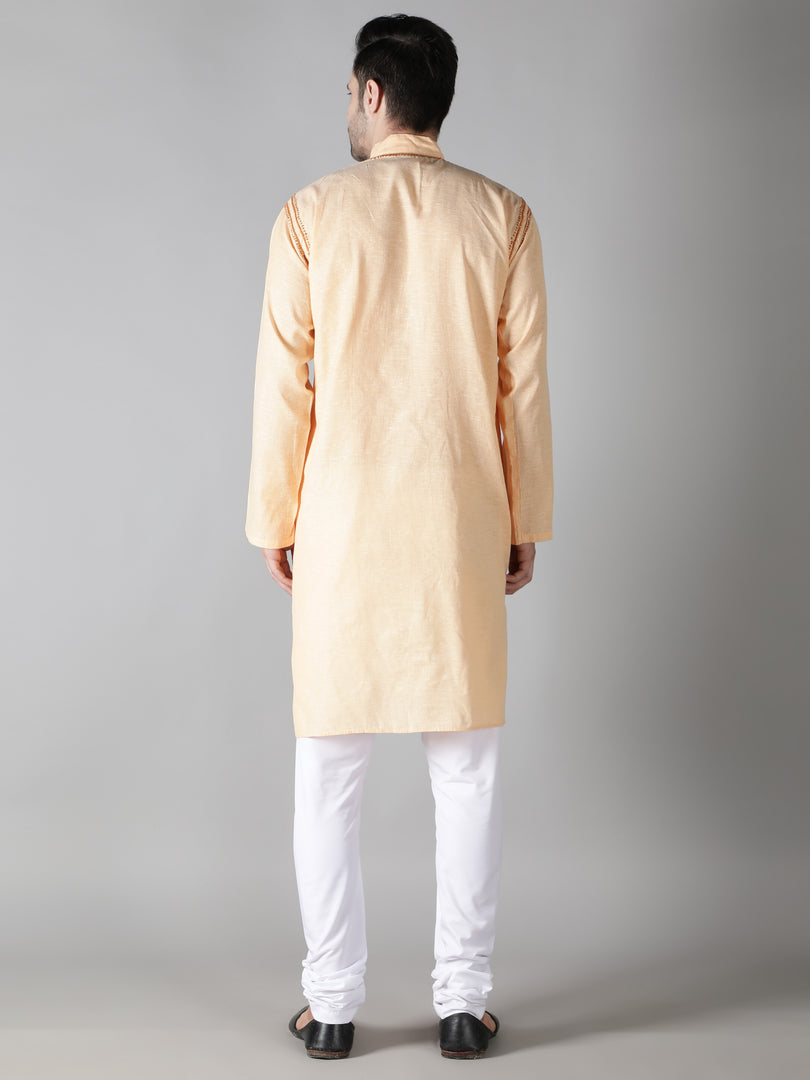 Seva Chikan Hand Embroidered  Cotton Lucknowi Chikan Mens Stitched Kurta
