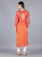 Load image into Gallery viewer, Seva Chikan Hand Embroidered Orange Kota Kurta With Pant and Slip-SCL8016