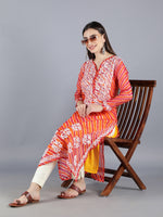 Load image into Gallery viewer, Seva Chikan Hand Embroidered Orange Kota Kurta With Pant and Slip-SCL8016