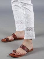 Load image into Gallery viewer, Seva Chikan Hand Embroidered Orange Cotton Kurta With Pant and Slip-SCL8017