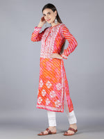 Load image into Gallery viewer, Seva Chikan Hand Embroidered Orange Cotton Kurta With Pant and Slip-SCL8017