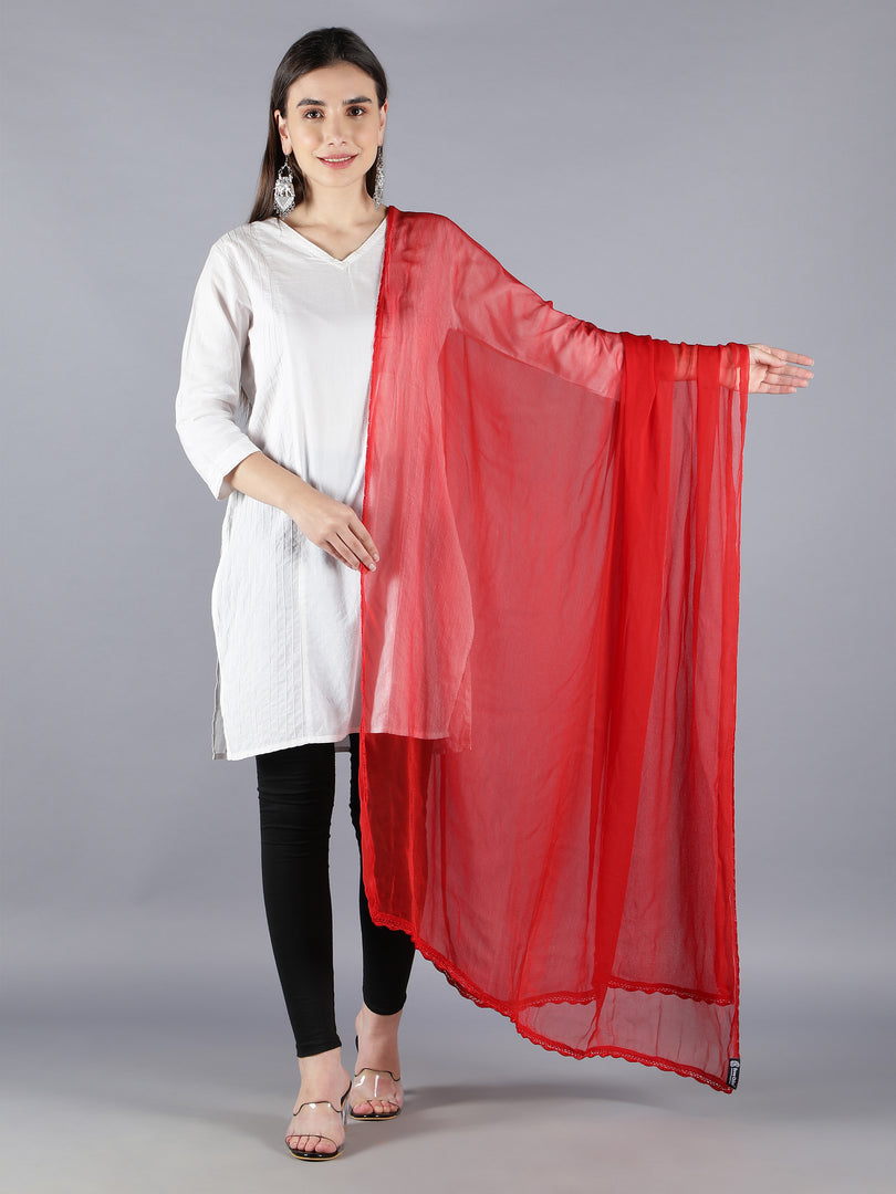 Seva Chikan Chiffon Plain Dupatta