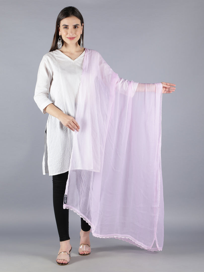 Seva Chikan Chiffon Plain Dupatta