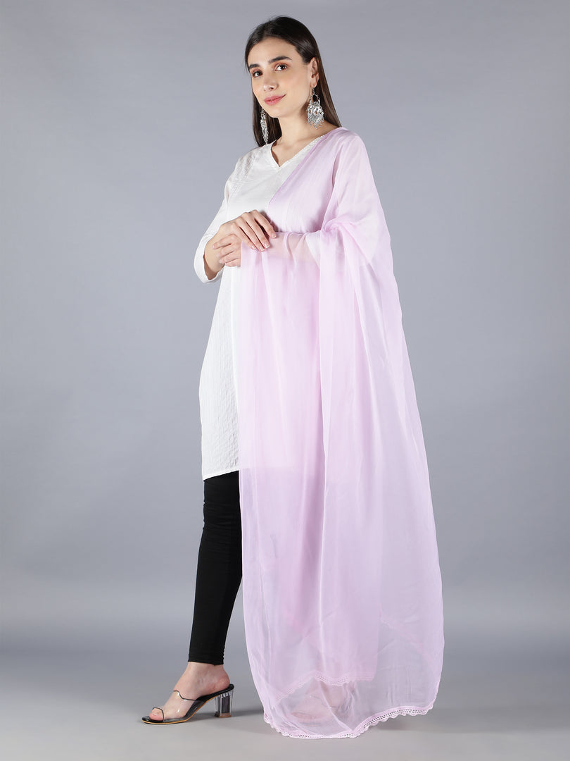 Seva Chikan Chiffon Plain Dupatta