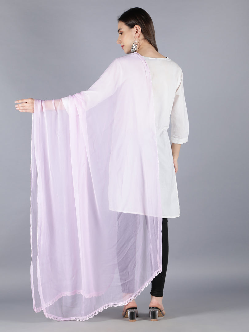 Seva Chikan Chiffon Plain Dupatta