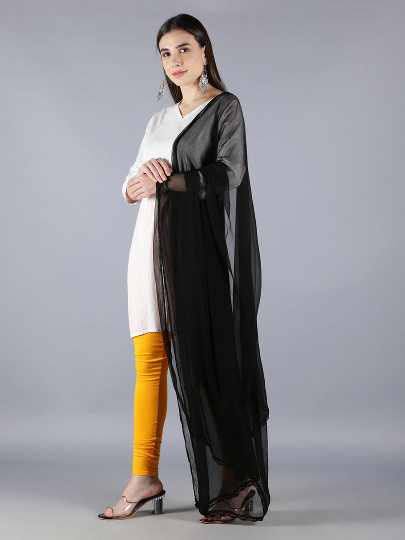 Seva Chikan Chiffon Plain Dupatta