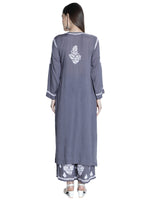 Load image into Gallery viewer, Seva Chikan Hand Embroidered Modal Cotton Chikankari Kurta With Palazzo