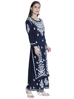 Load image into Gallery viewer, Seva Chikan Hand Embroidered Modal Cotton Chikankari Kurta With Palazzo