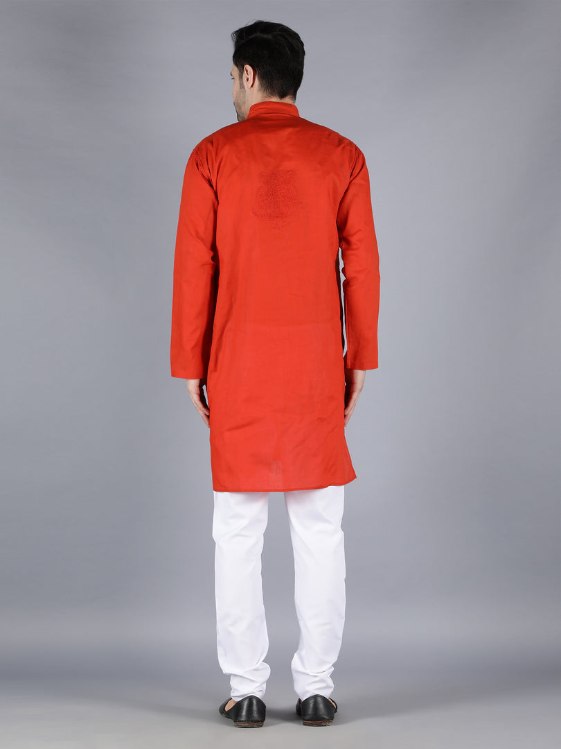 Seva Chikan Hand Embroidered Lucknowi Chikan Mens Kurta